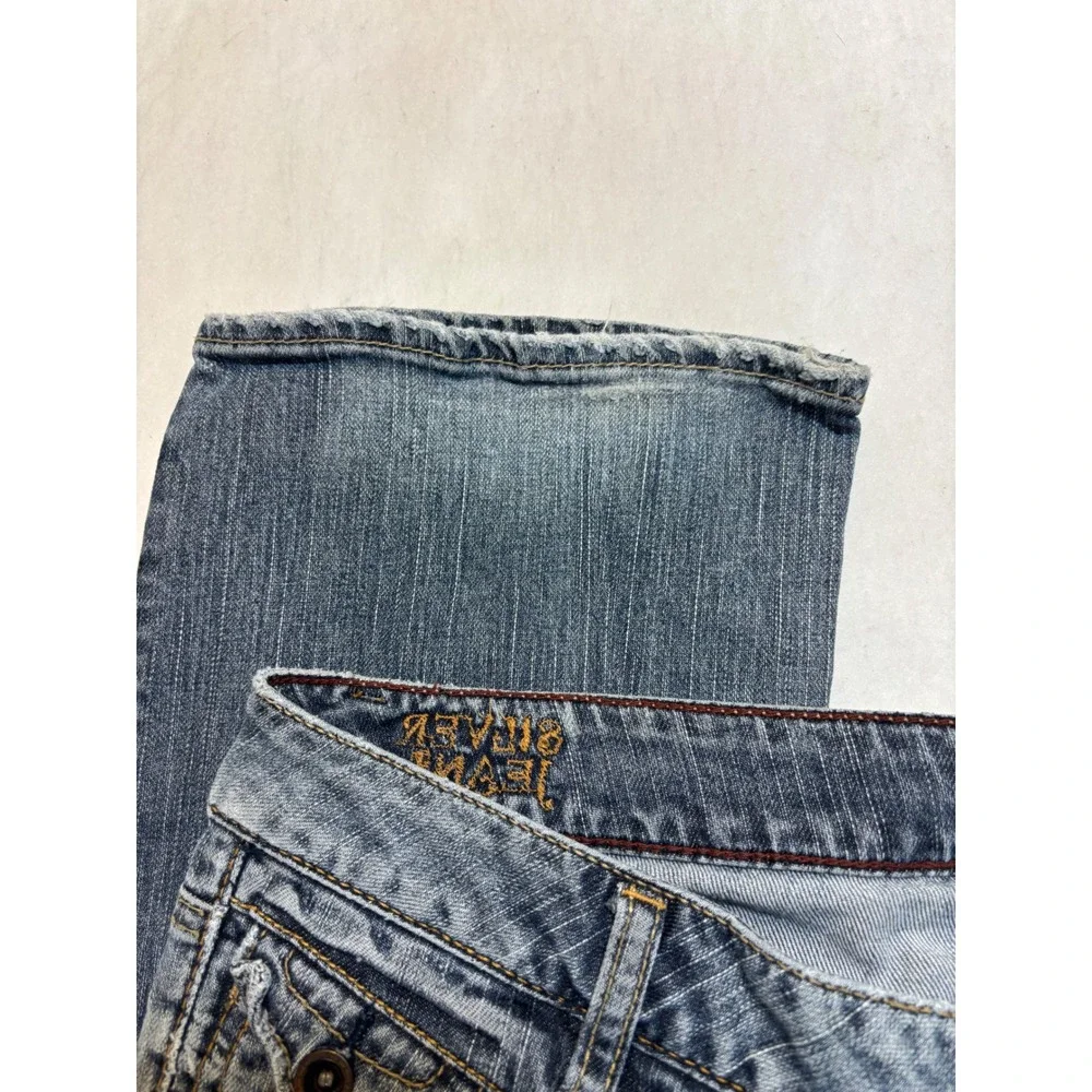 Silver Jeans Co Bootcut‎ Flare Jeans Blue Wash Distressed Frayed Hem Size 31 - Picture 6 of 11